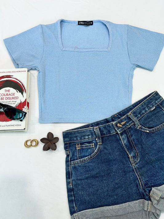 Solid Square neck -Blue