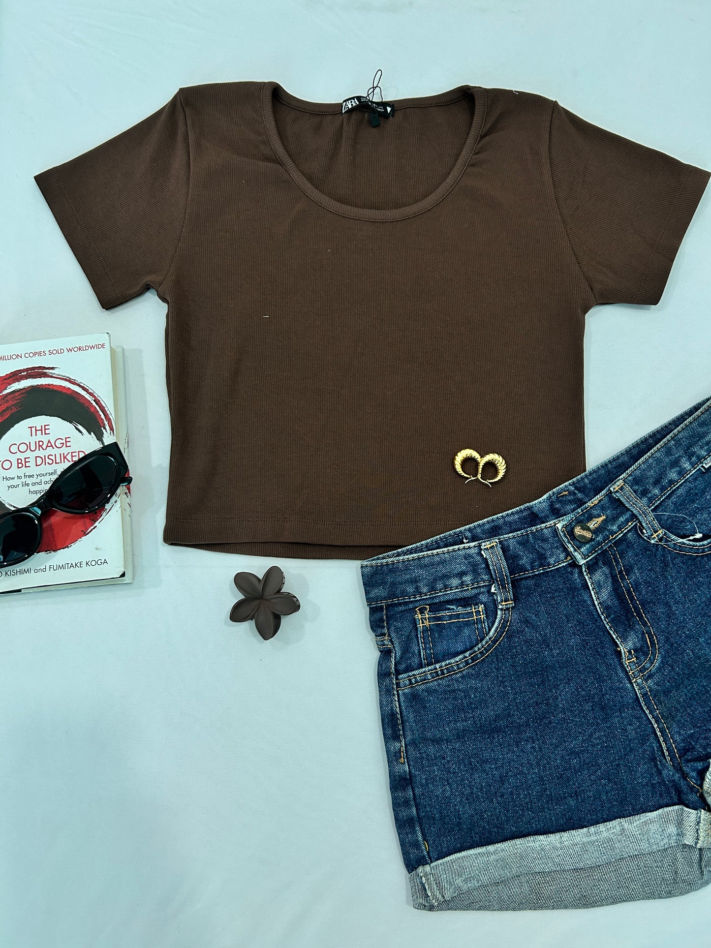 Solid Brown round neck