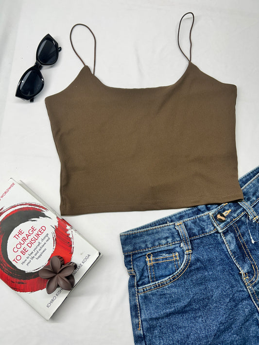 Strap Tank top -Brown