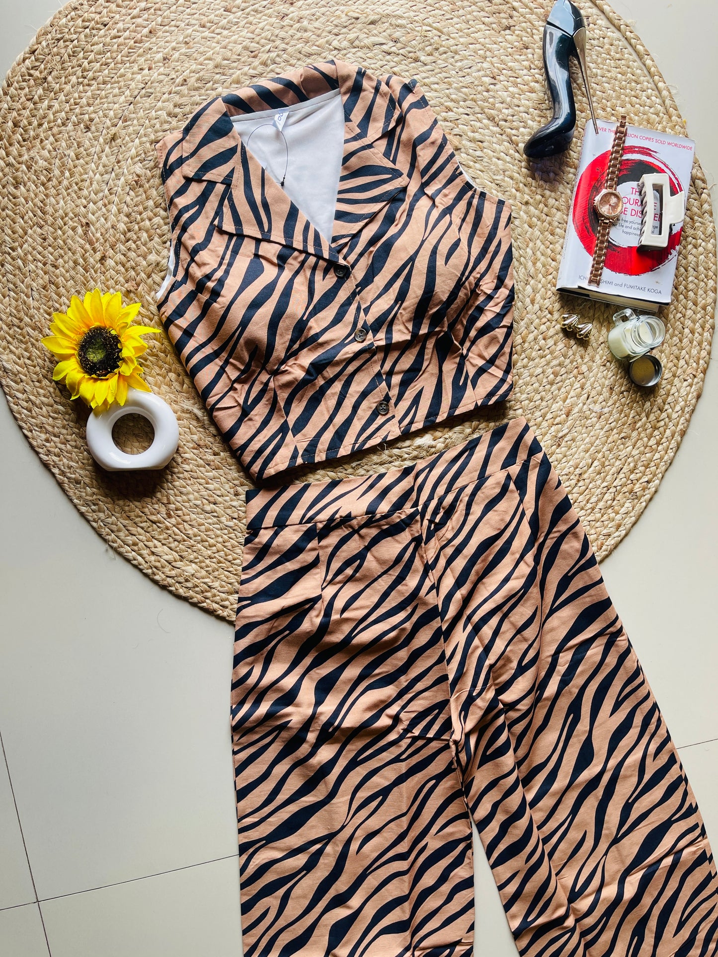 Brown Zebra printed co -ord