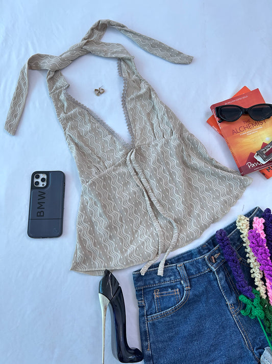 Luxe Halter top- Beige