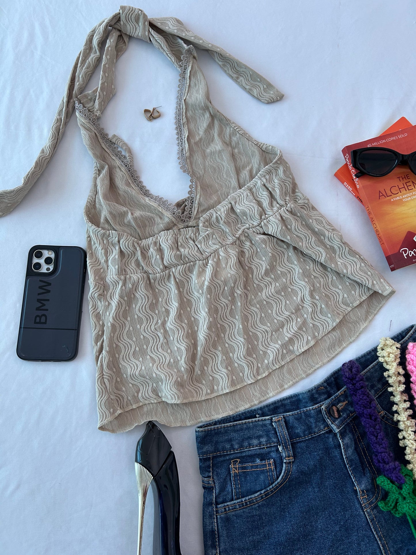 Luxe Halter top- Beige