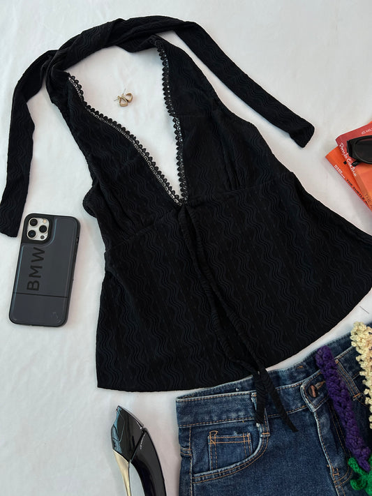 Luxe Halter top- Black