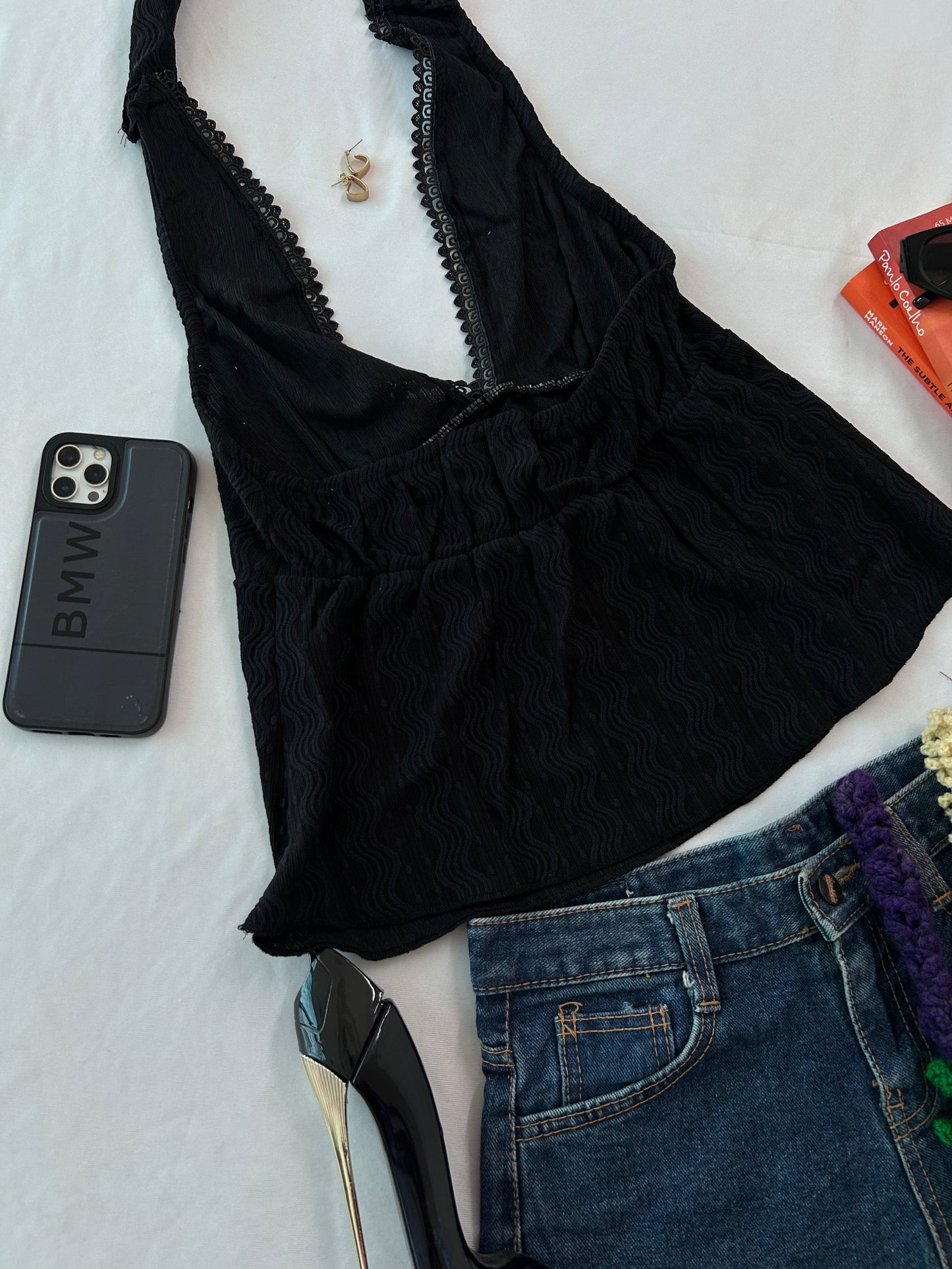 Luxe Halter top- Black