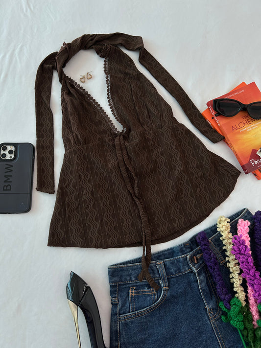 Luxe Halter top- Brown