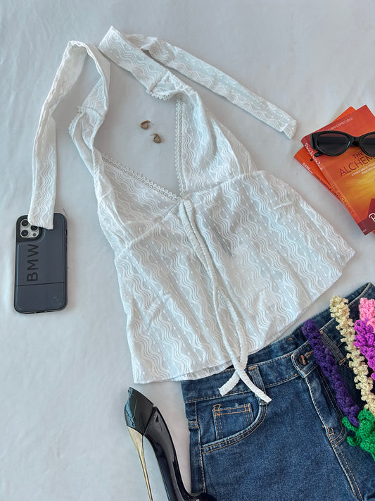 Luxe Halter top- White