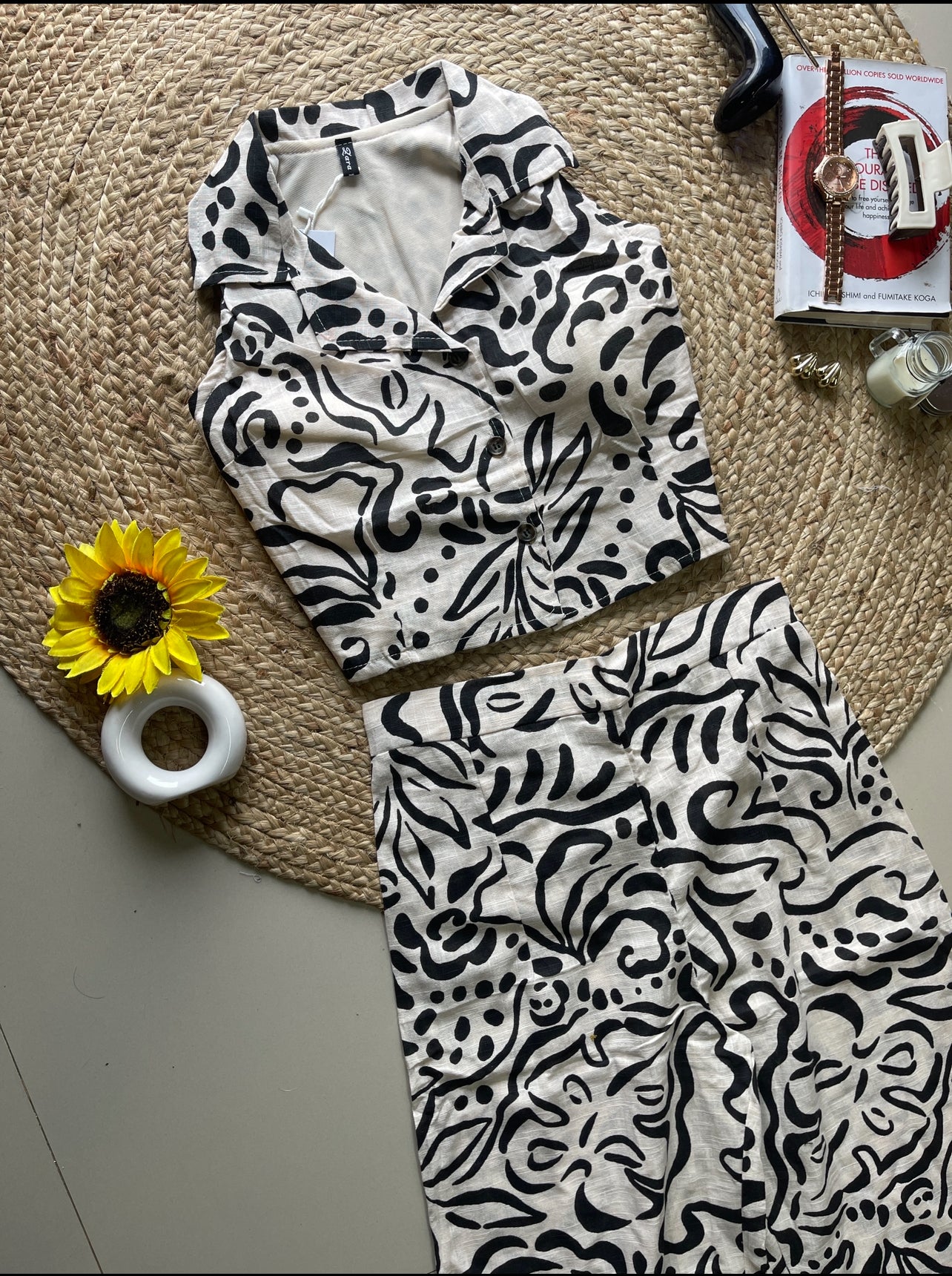 Black and white cute printed Co-0rd set