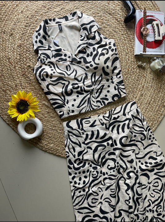 Black and white cute printed Co-0rd set