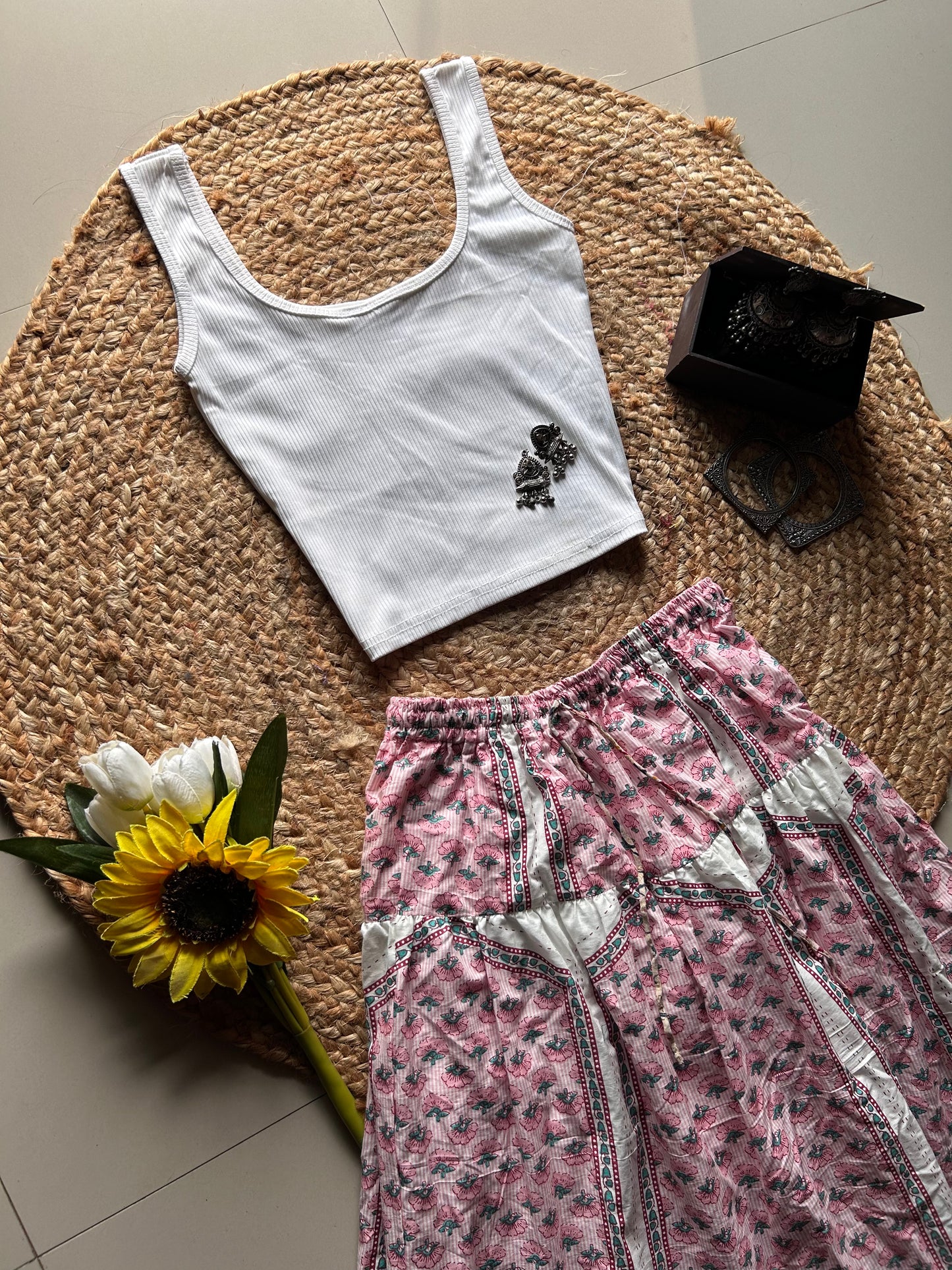 Pink pretty printed skirt