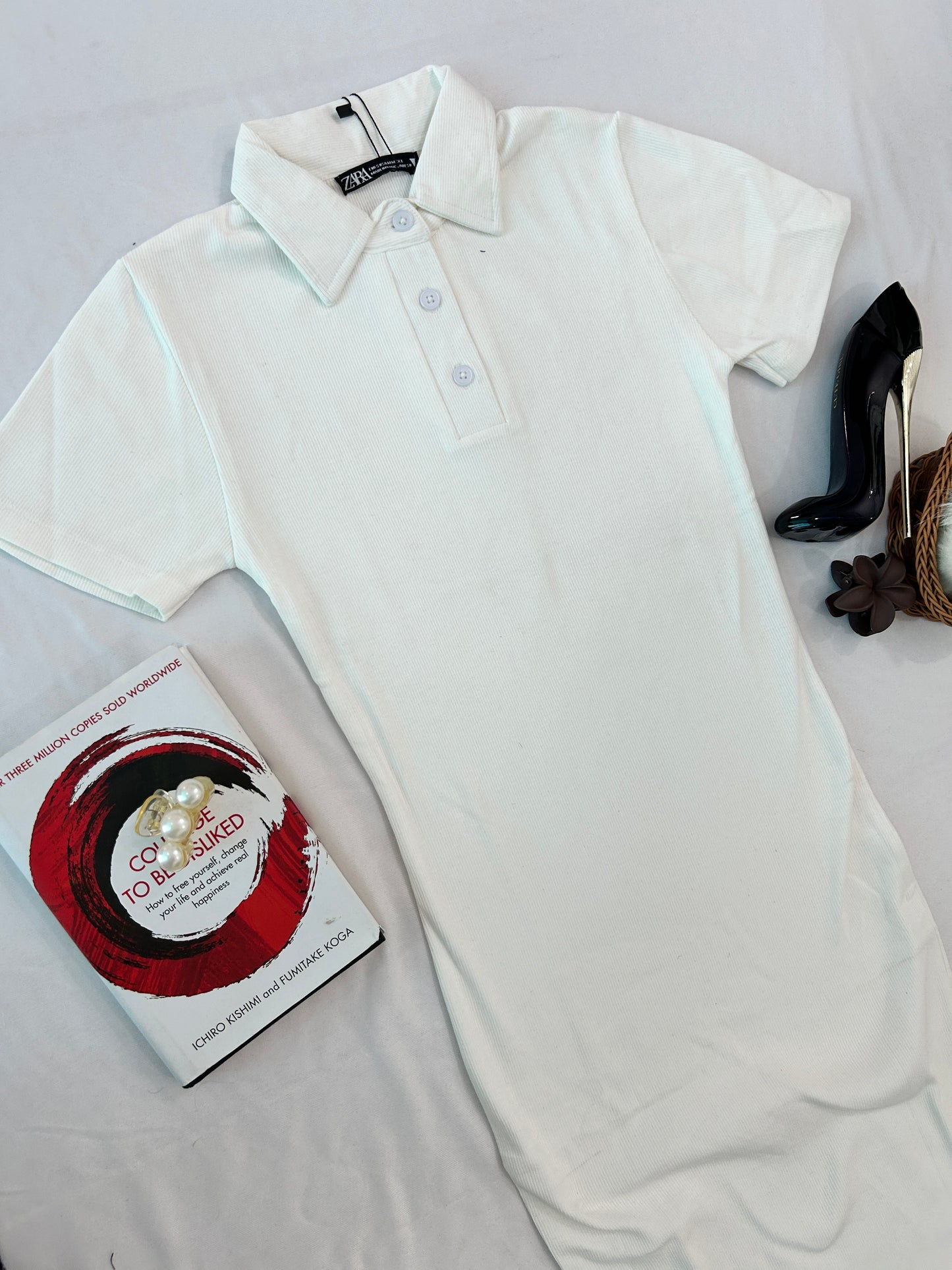 Zara Bodycon collar dress-WHITE