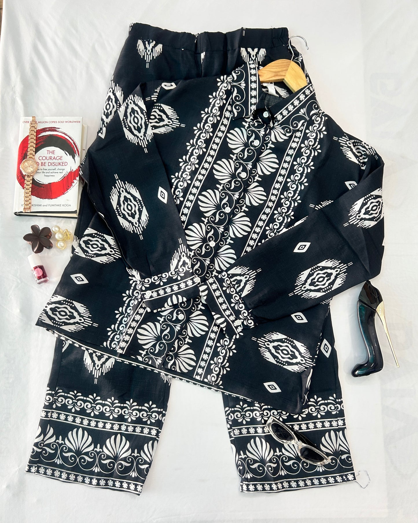 Printed Co-rd set -BLACK