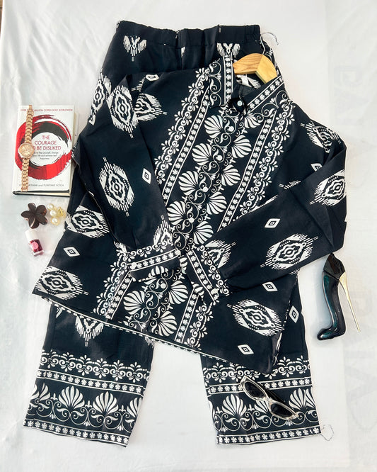 Printed Co-rd set -BLACK