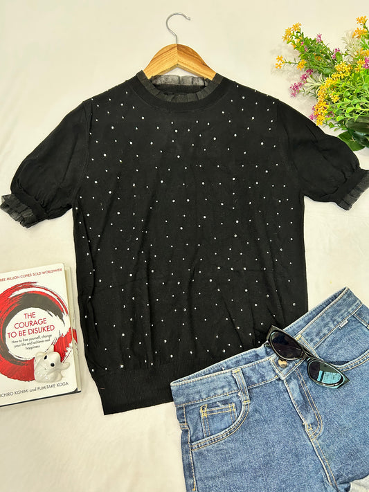 Black cute beaded top
