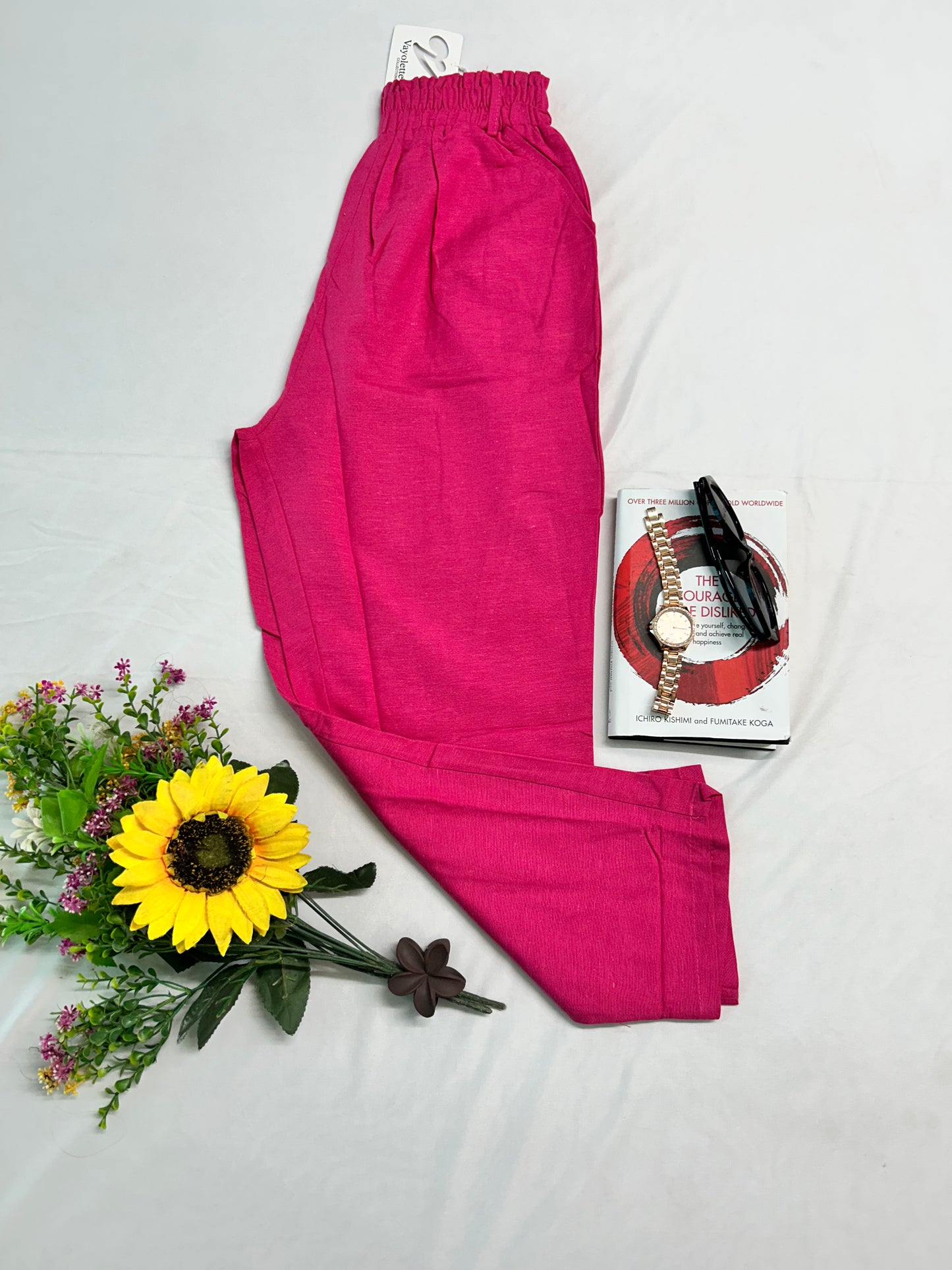 Linen pant -Pink with bow