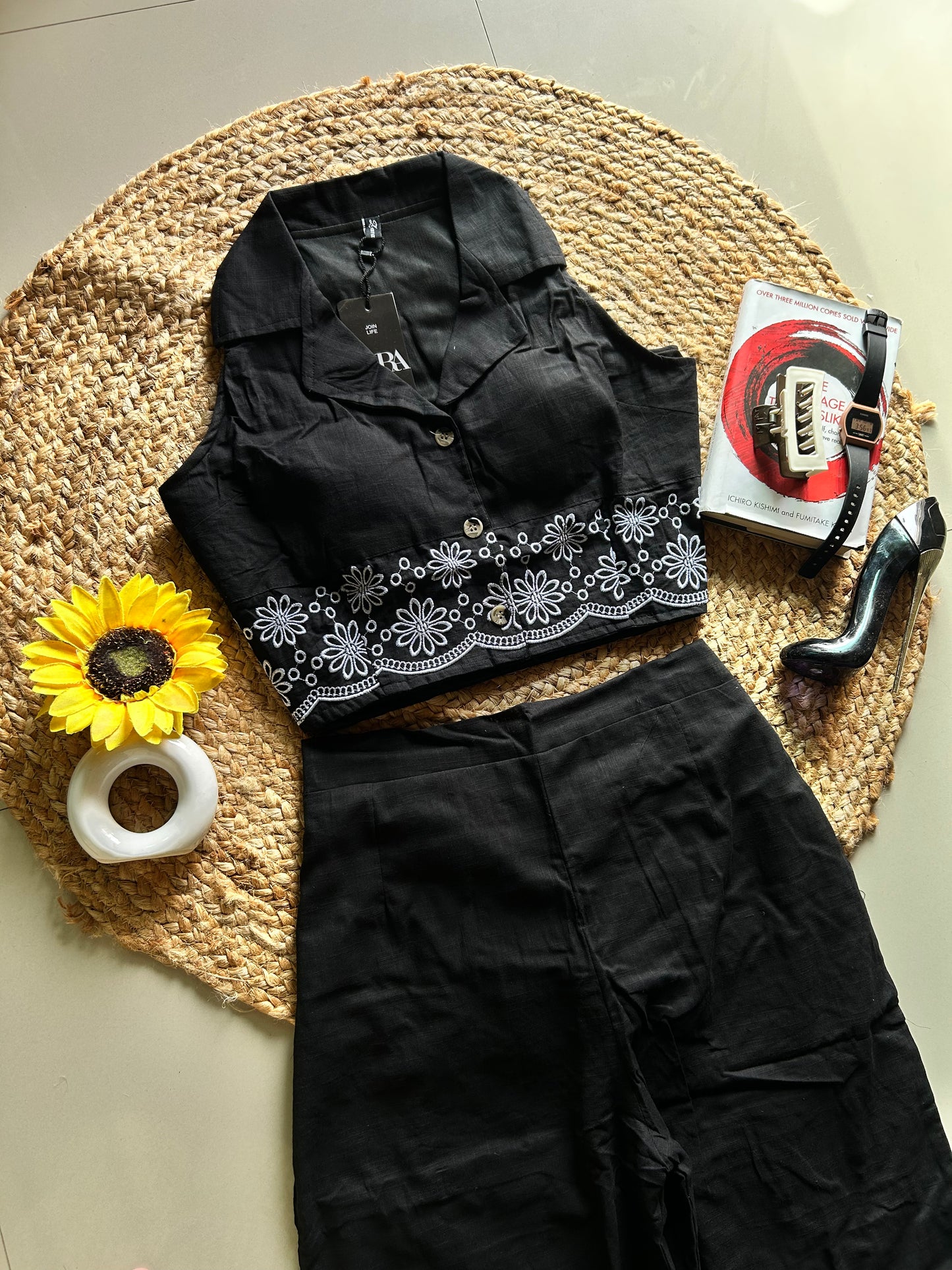 Black  embroidered co-ord set