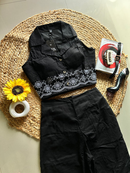 Black  embroidered co-ord set