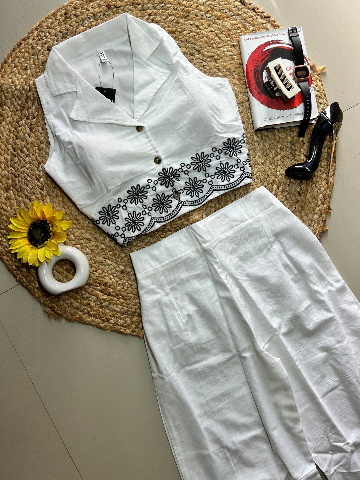 White  embroidered co-ord set