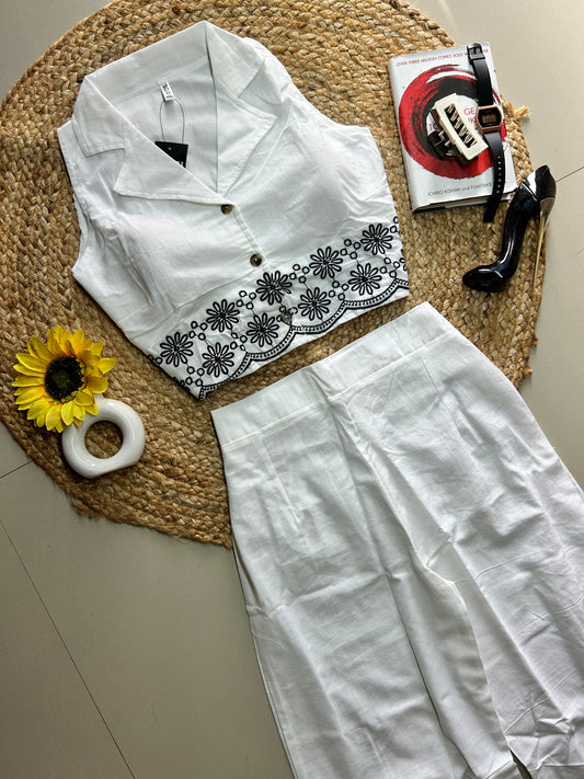 White  embroidered co-ord set