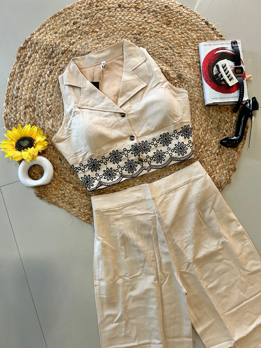 Off white  embroidered co-ord set