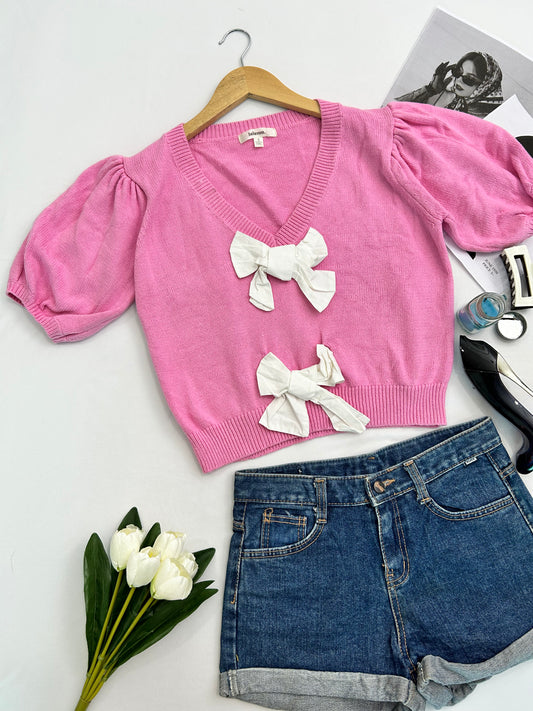 Pink bow  top