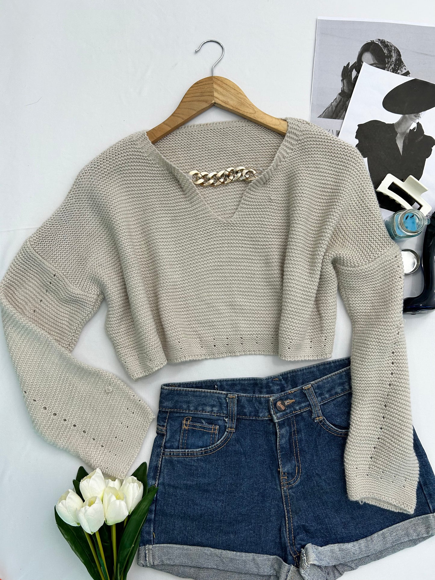 Beige chain  top