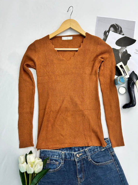 Rust v-neck top