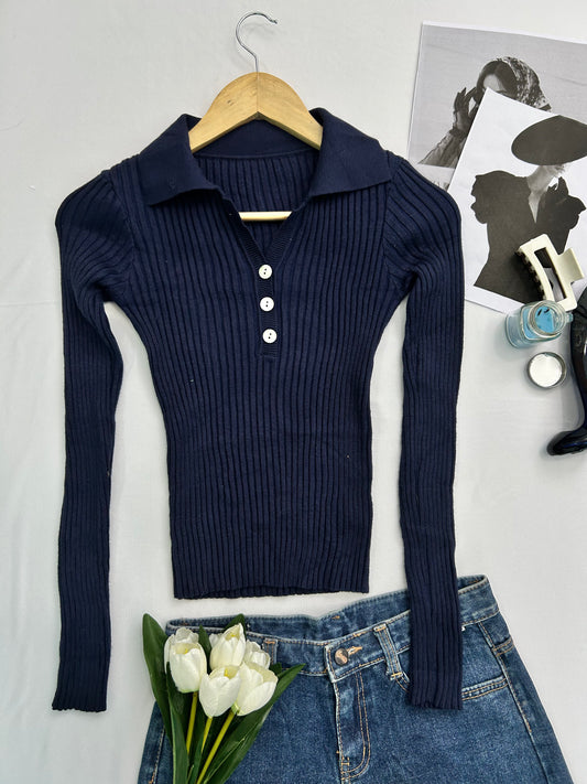 Navy blue collar top