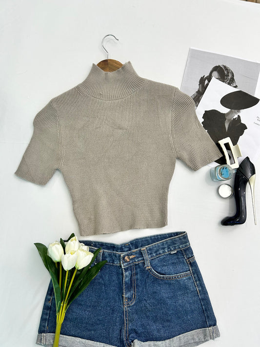 High neck half sleeves top