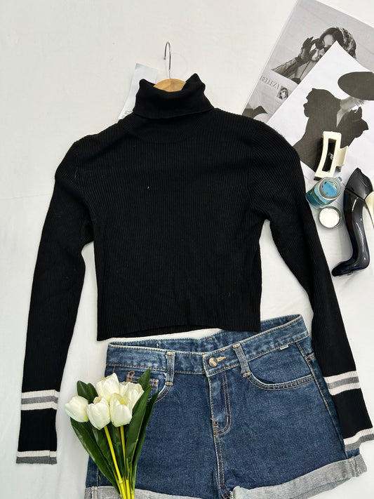 High neck black top