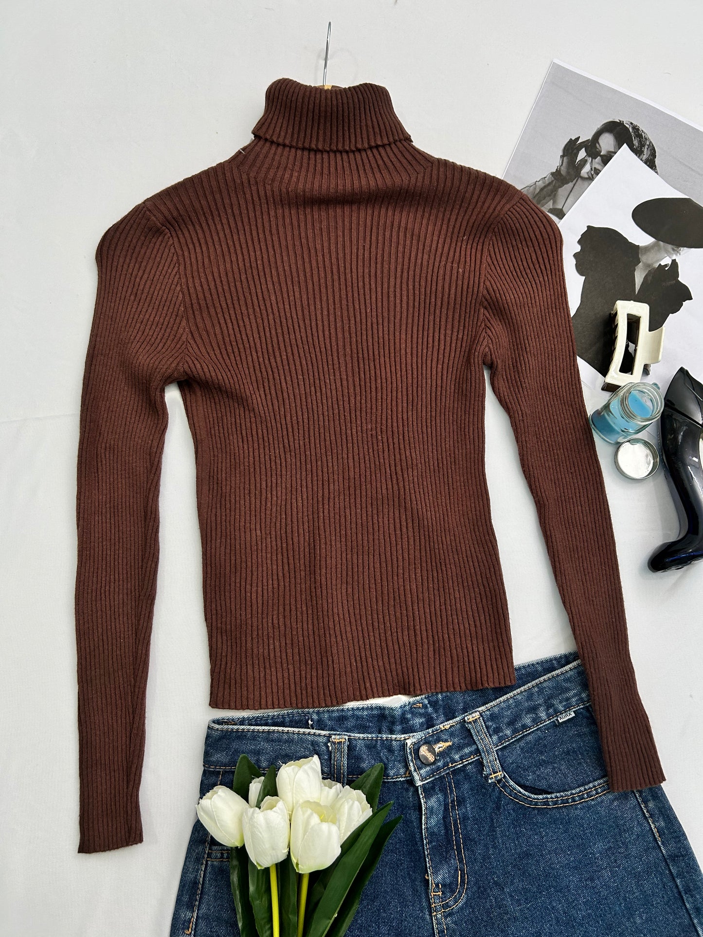 High neckBrown top