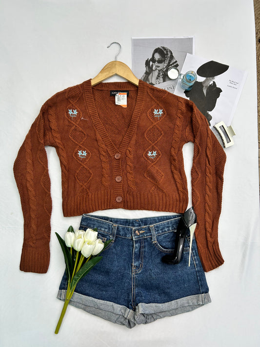 Brown floral cardigan