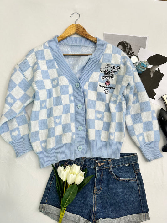 Blue white cute cardigan