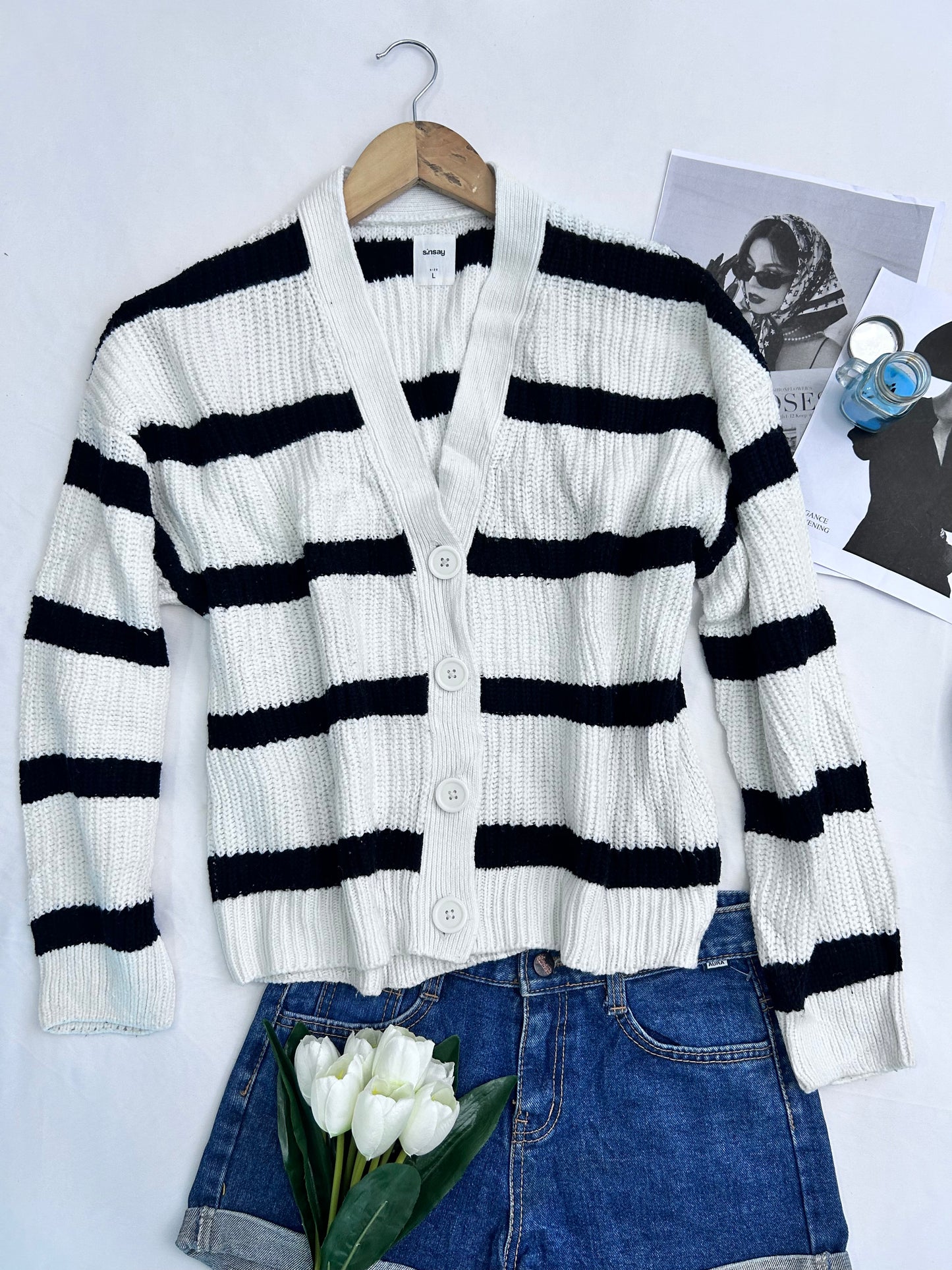 Striped black an white sweater