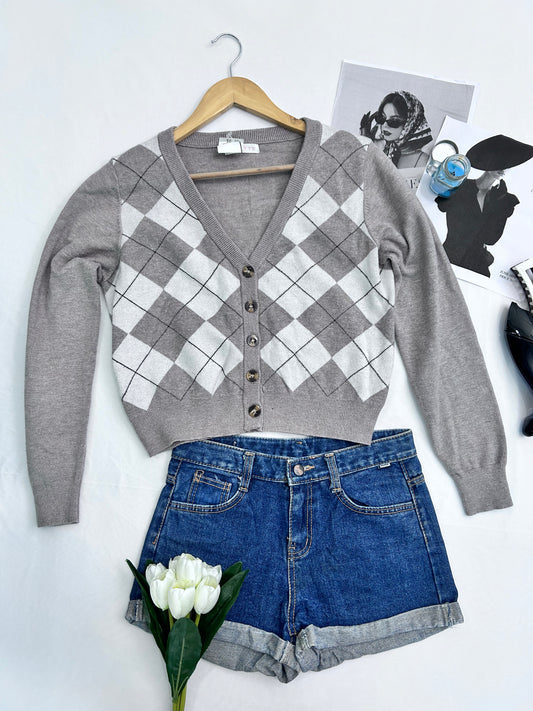 Checked cardigan