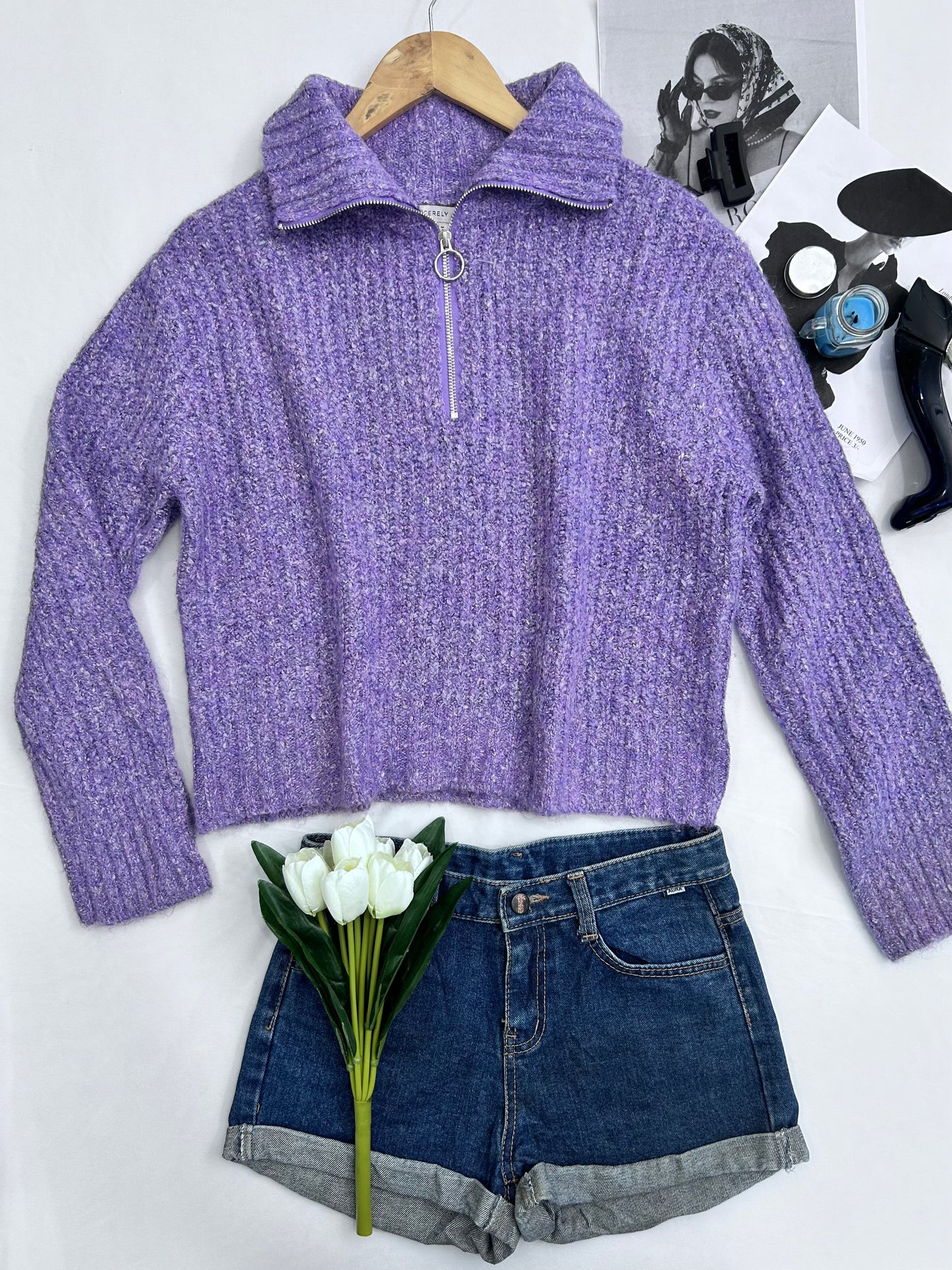 Lavender cute zipper