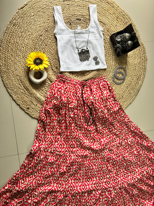 Pink pattern cute skirt