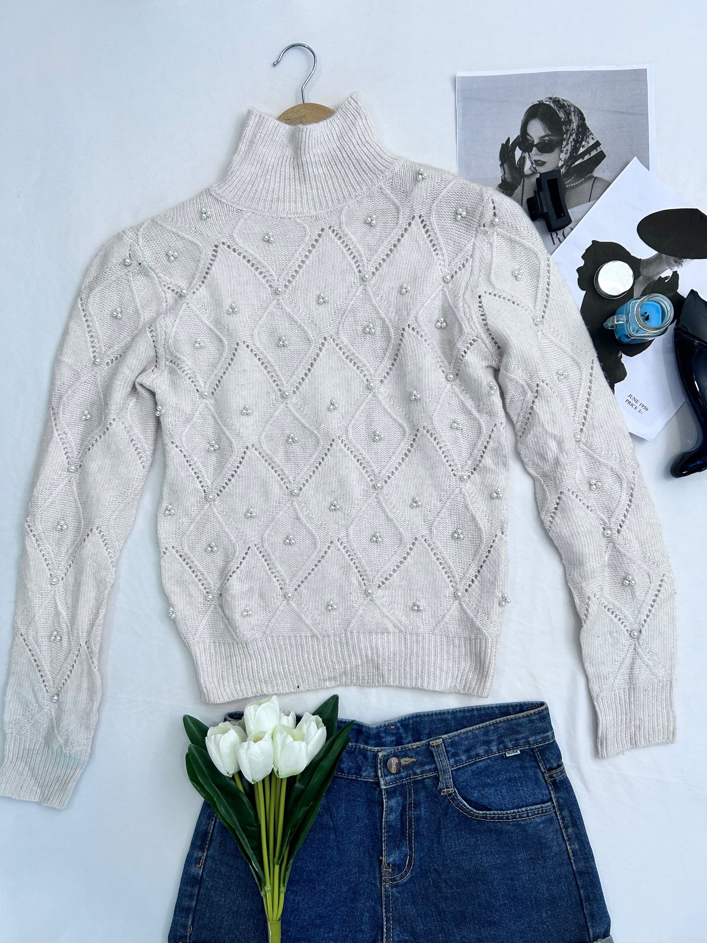 White highneck with Pearls