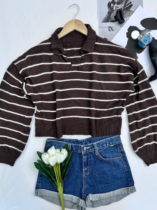 Brown striped collar