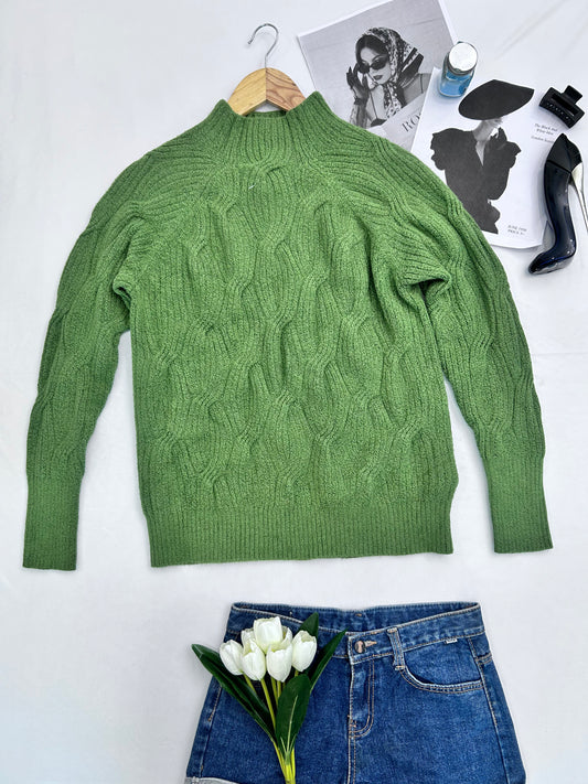 Pastel green cable knit