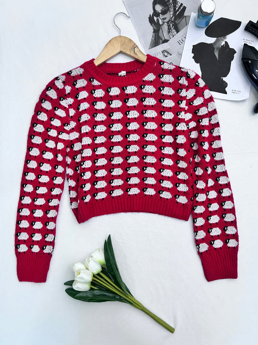 Cute red checked  pullover