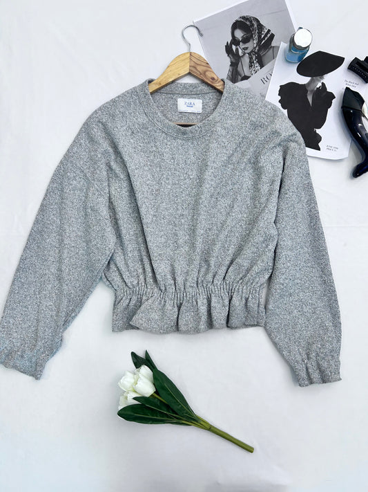 Pretty GREY PEPLUM  pullover