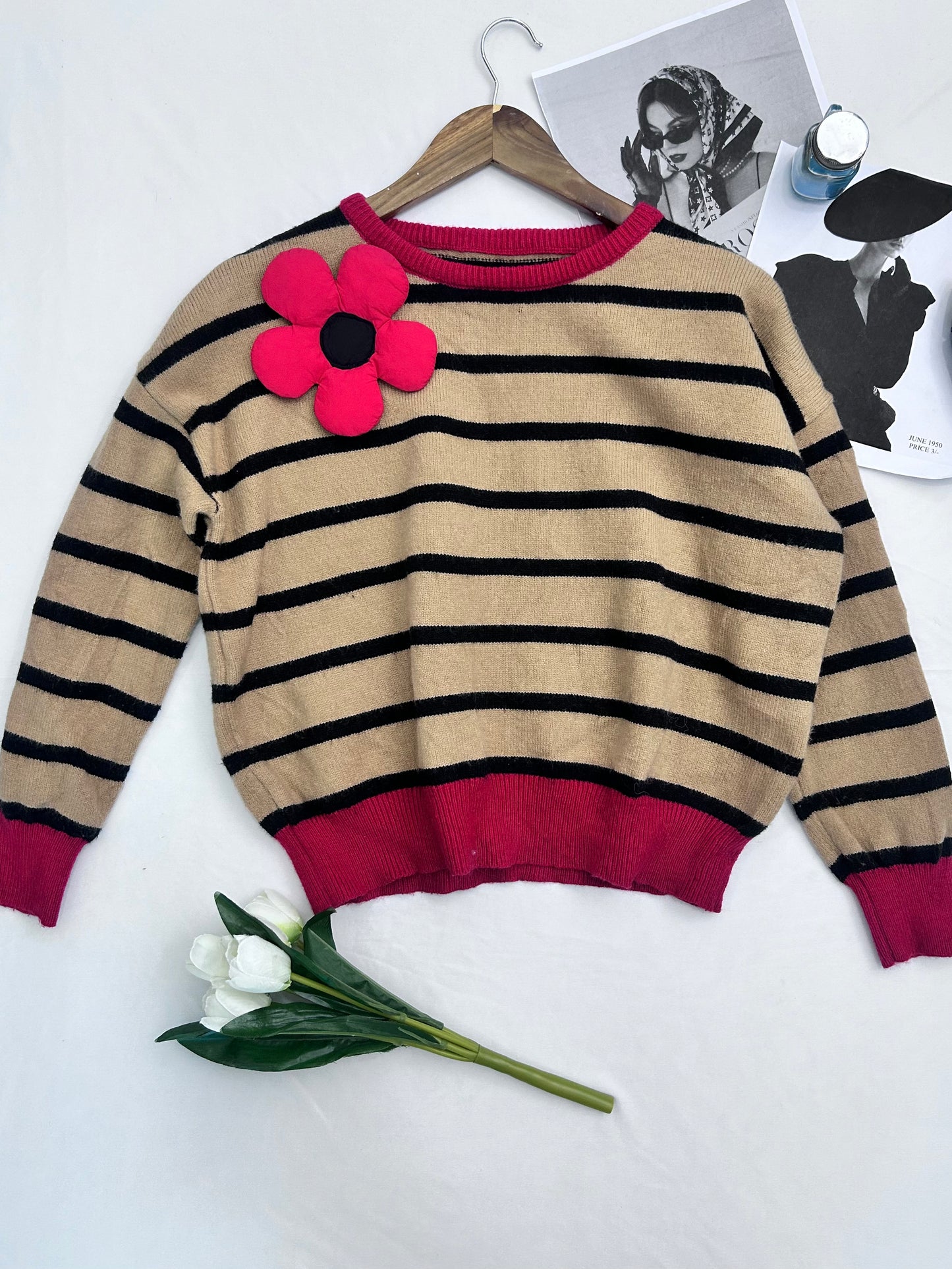 Beige stripe  pullover