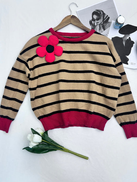 Beige stripe  pullover