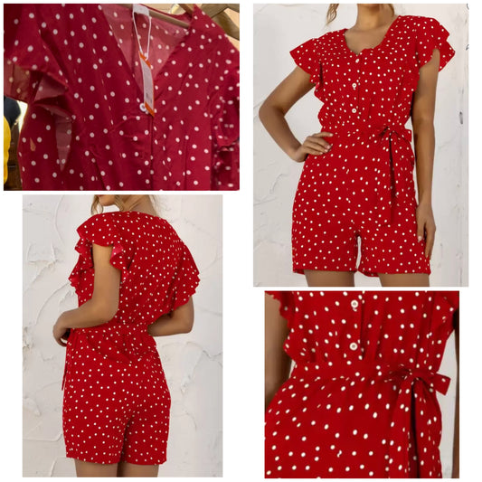 Red Polka Romper