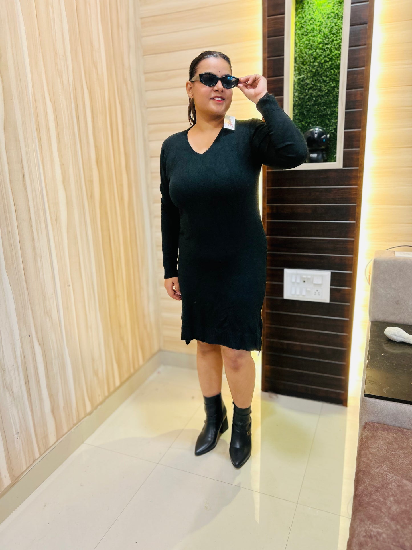 Black Ribbed Dress for Women | Boho Freesize Surplus Dress