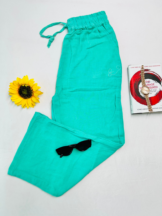 Linen pants-Aqua green