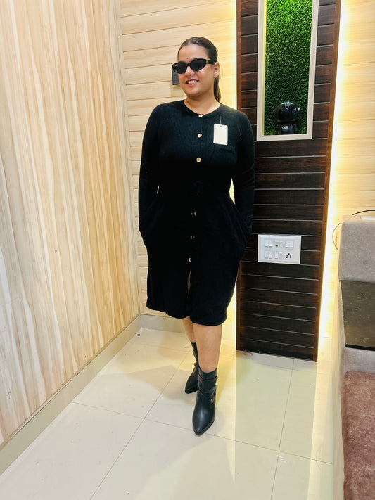 Black Button Cute Dress for Women | Boho Freesize Dress