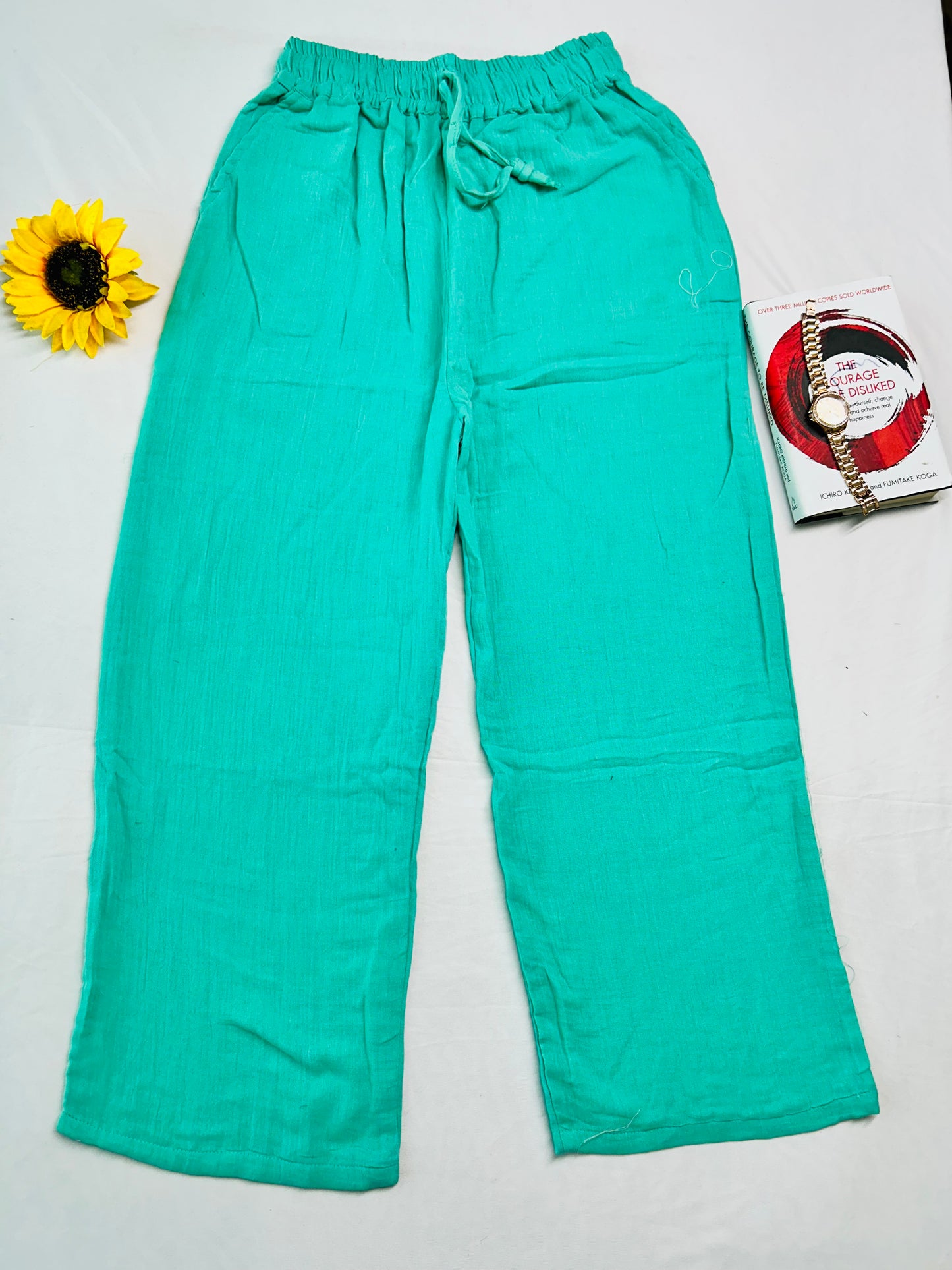 Linen pants-Aqua green