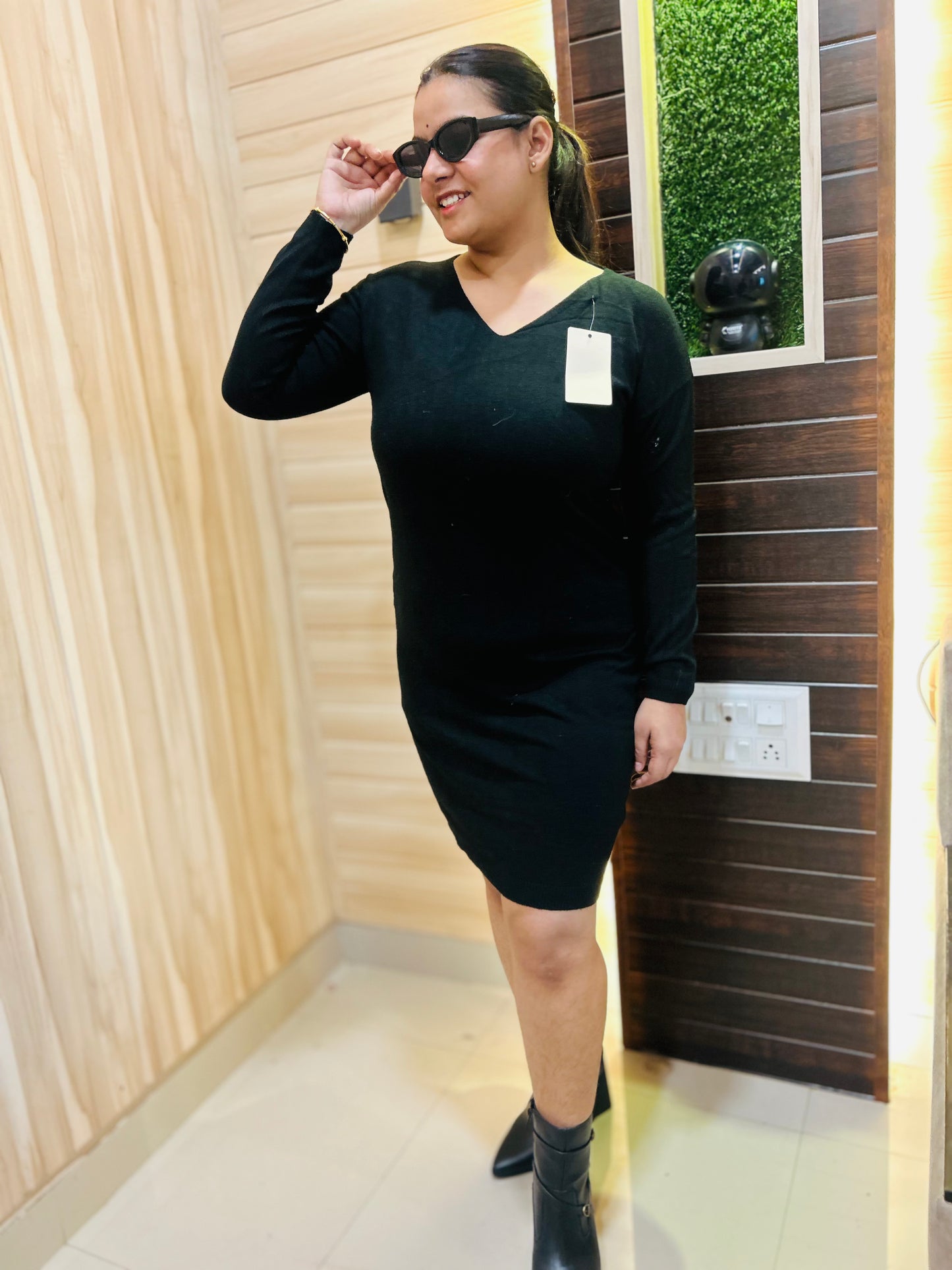 Black Long Cute Dress for Women | Boho Freesize Surplus Dress