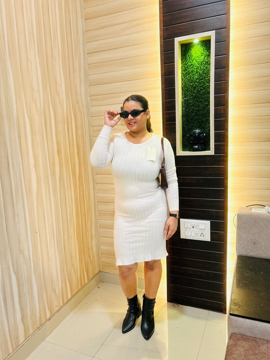 White Cute Dress for Women | Boho Freesize Surplus Dress